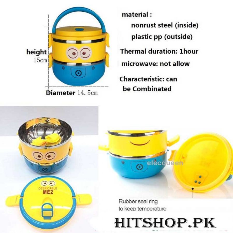 2 Layer Cute Cartoon Stainless Steel Lunch Box For Kids